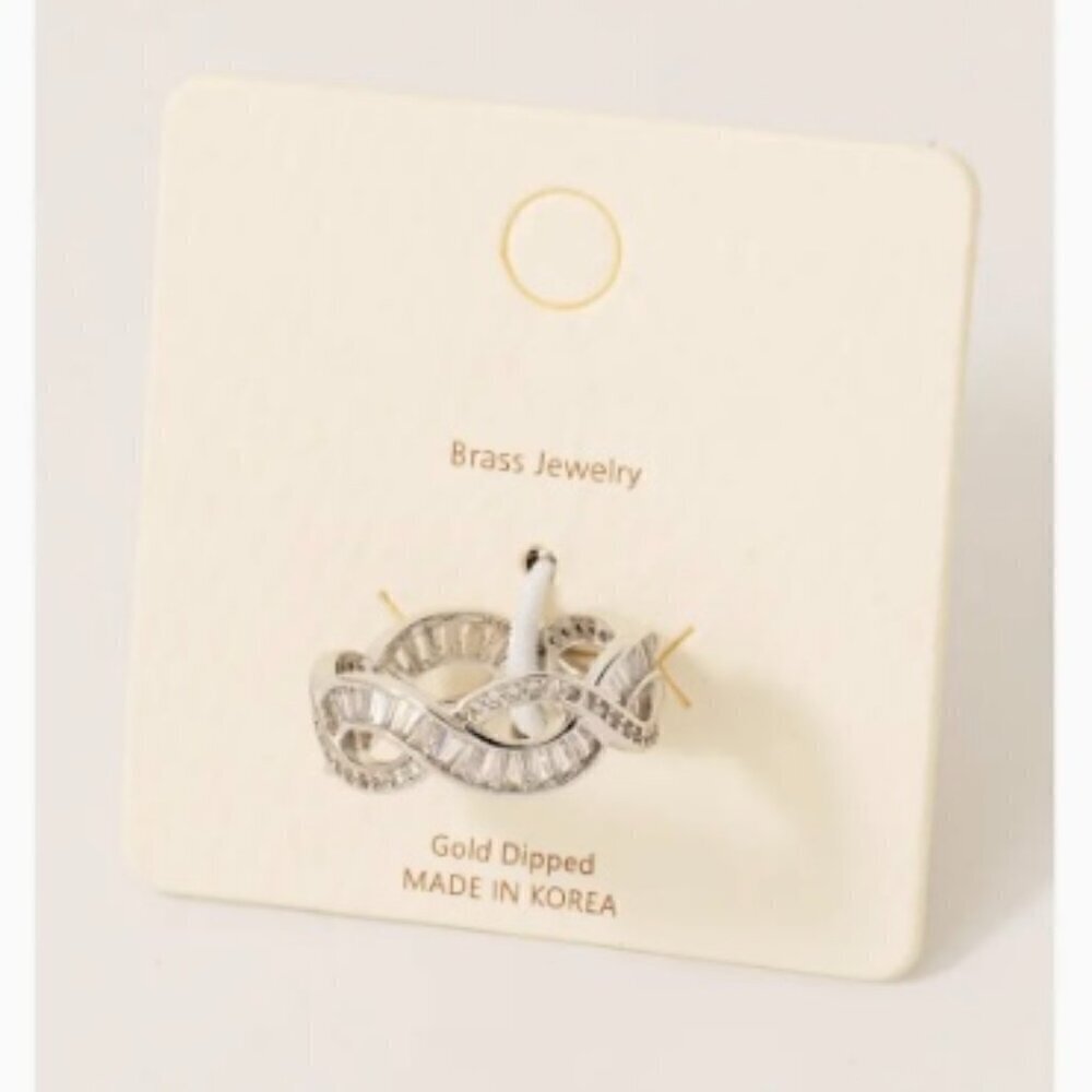 WHITE GOLD DIPPED BRAIDED RHINESTONE RING